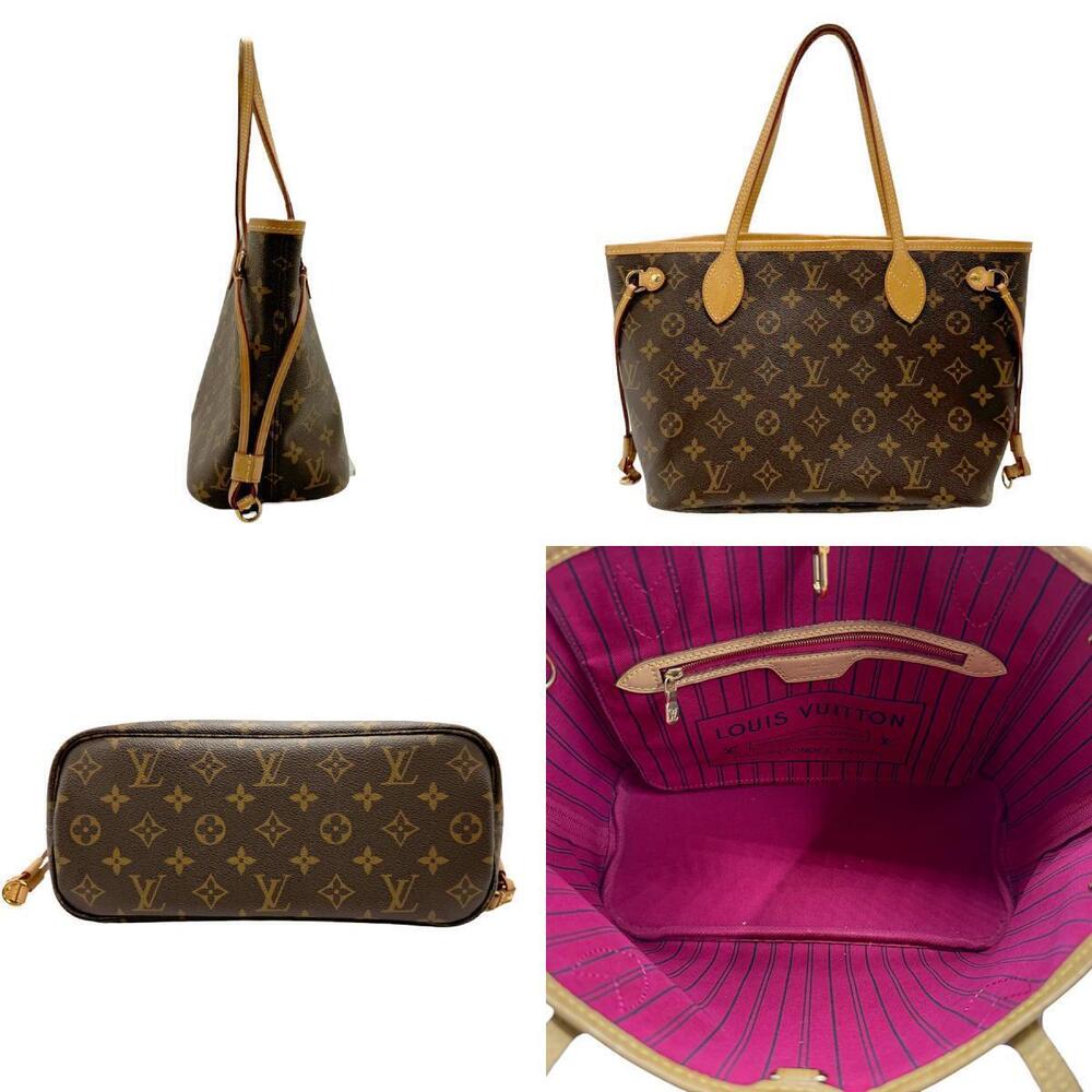 Louis Vuitton Monogram Brown Bag Tote Canvas Gold Neverfull Brown Gold